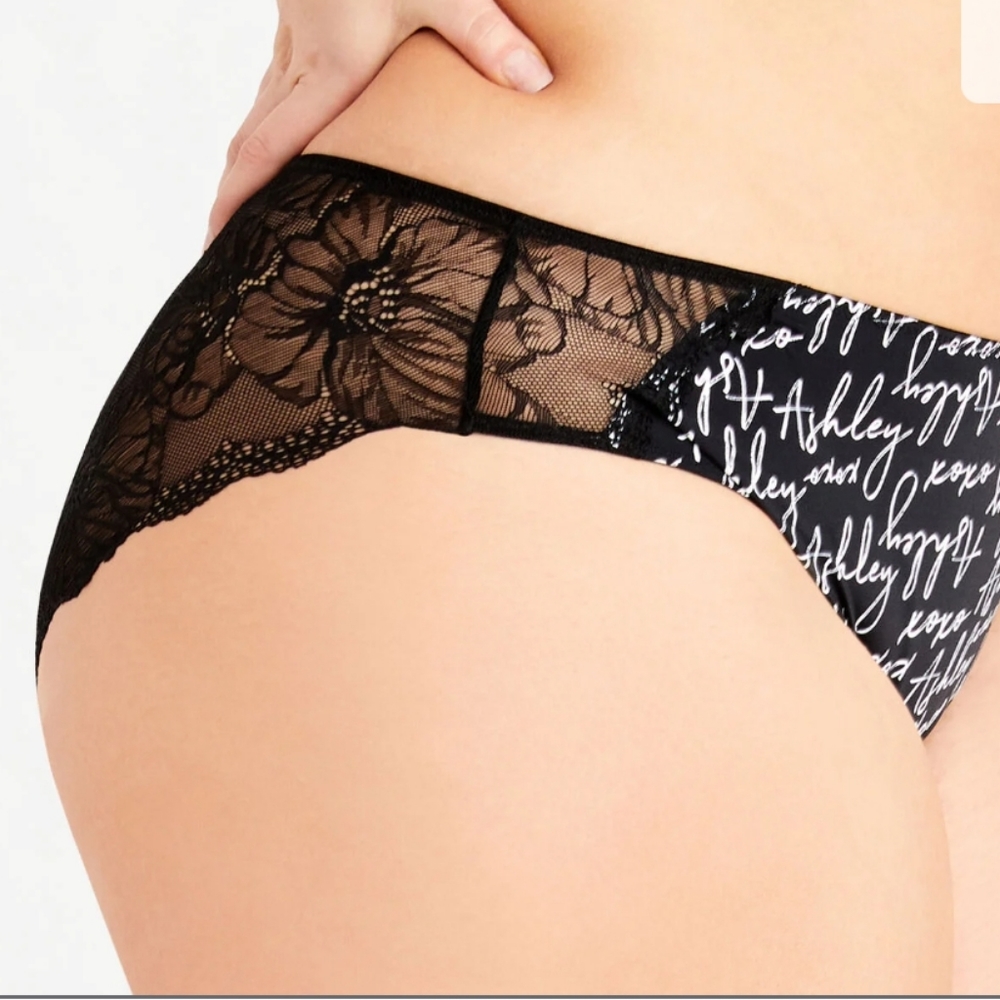 Ashley Stewart Signature Plus Size  Black Laced Panties Size 34/36